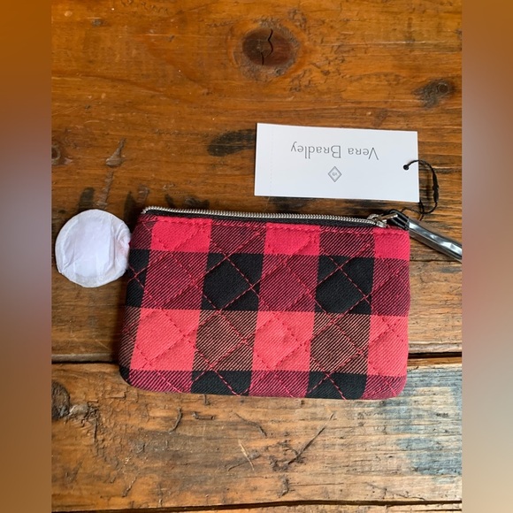 Vera Bradley iconic zip id case in garnet Buffalo print - Picture 4 of 6
